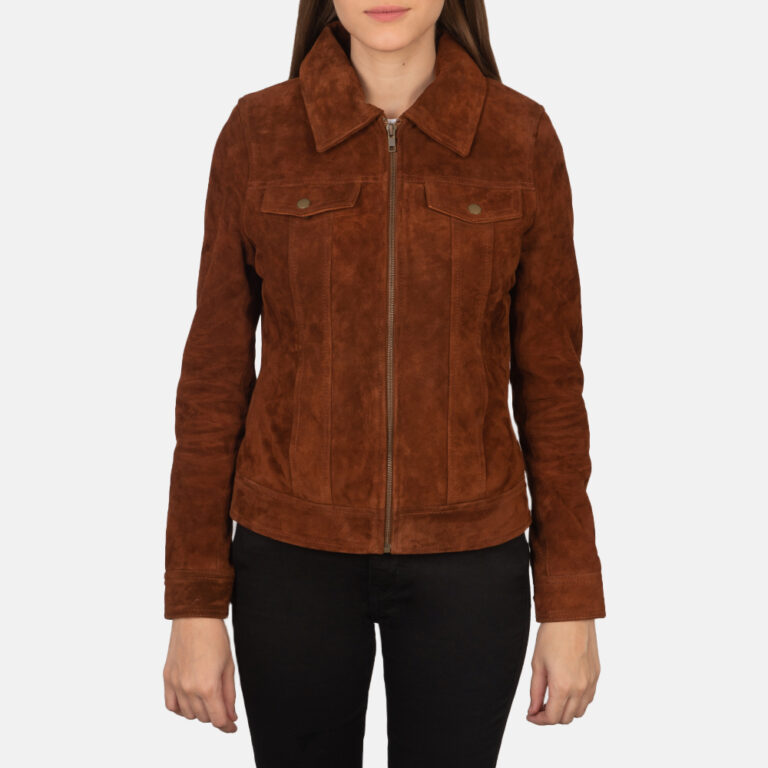 Womens Suzy Brown Suede Jacket Close Front-5-1659378328498